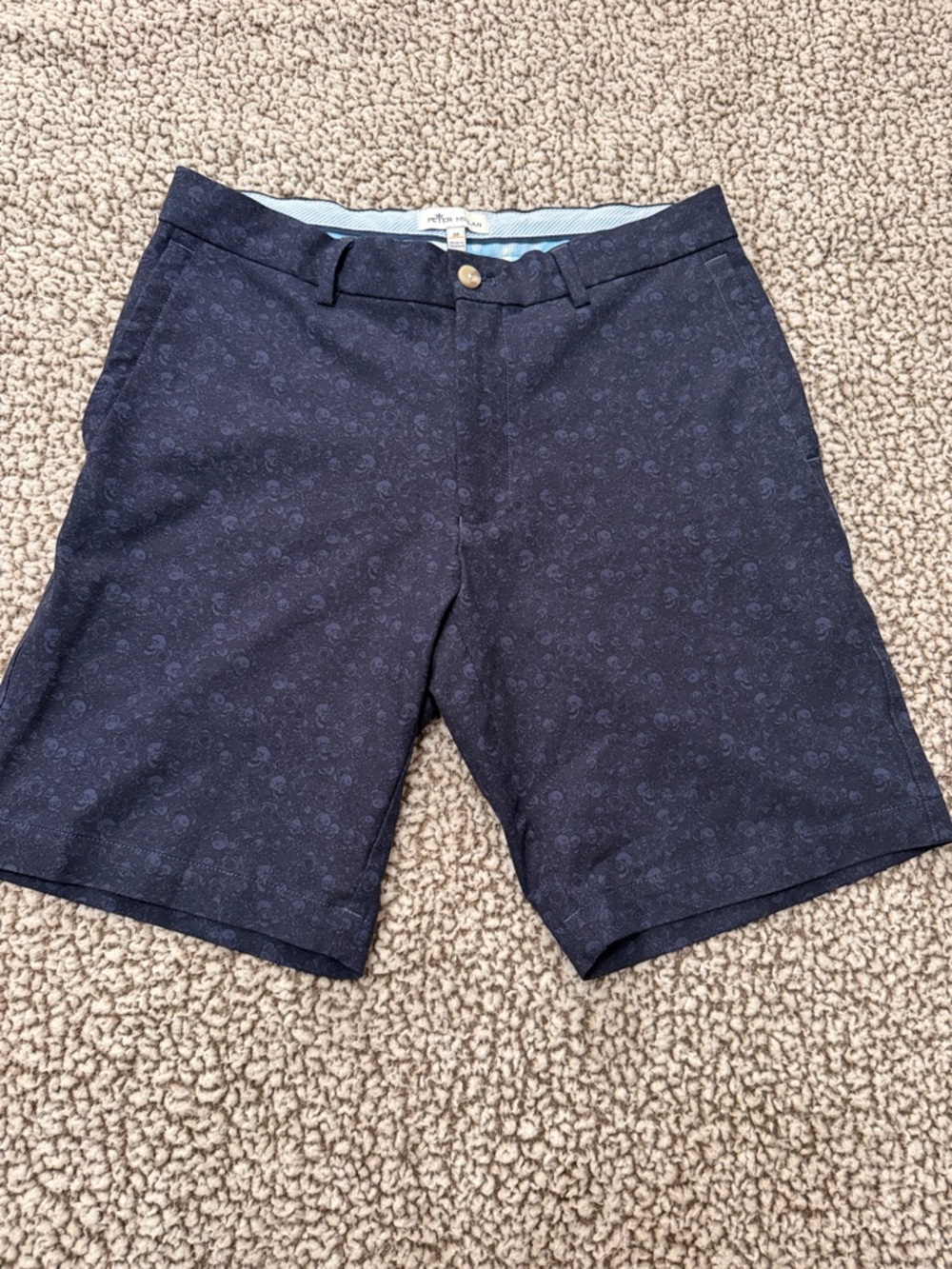 Peter Millar Navy Skull Jacquard Shorts